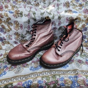 Vintage Dr Martens iridescent pink made in England genuine leather boots